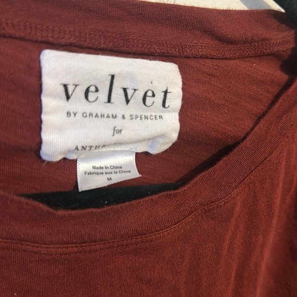 Velvet by Graham & Spencer For Anthropologie Gauze Balloon Sleeve Top M Maroon - Picture 4 of 5
